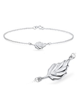 Falling Leaf with CZ Silver Bracelet BRS-728